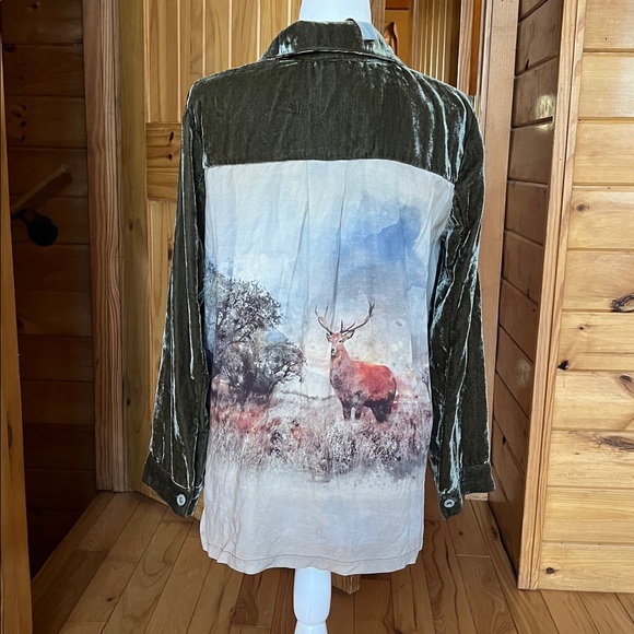 Aratta Silent Journey Tops - Aratta silent journey deer velvet burnout shirt oversized